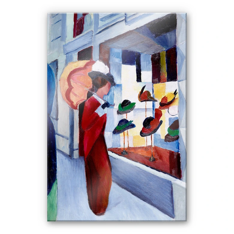 Acrylglasbild Macke - Frau mit Sonnenschirm vor Hu 