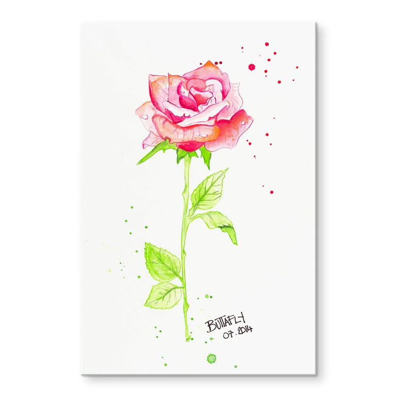 Tableau en verre acrylique - Buttafly - Rose 