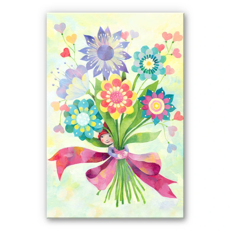 Tableau en verre acrylique Blanz - bouquet de fleurs 