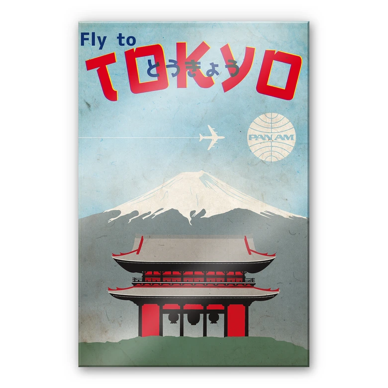 Stampa su vetro acrilico PAN AM - Volo per Tokyo 