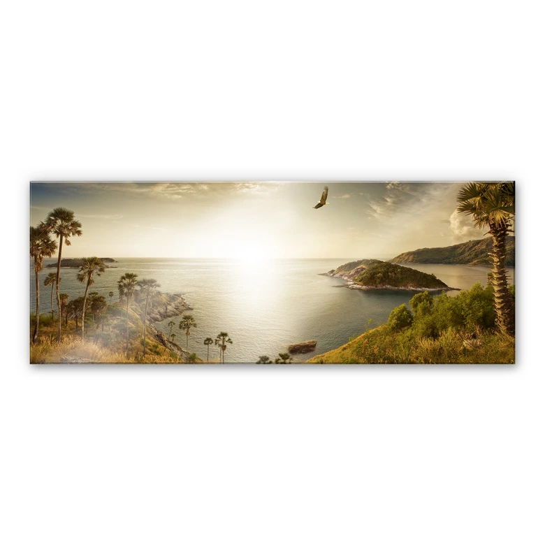 Acrylglasbild Sonnenuntergang im Paradies - Panorama 