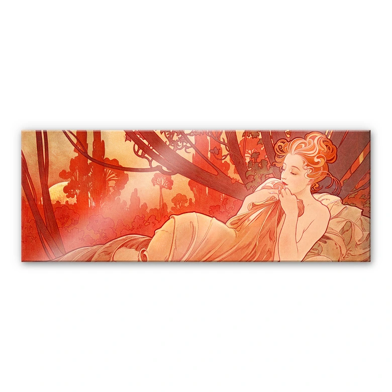 Acrylglasbild Mucha - Abenddämmerung - Panorama 