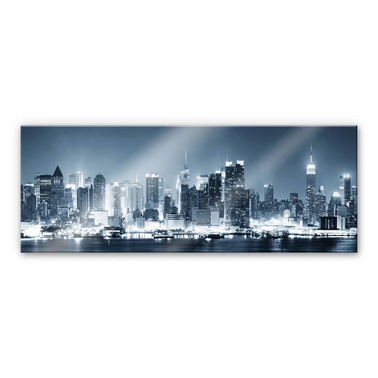 Tableau en verre acrylique - New York at Night 1 - Panorama 