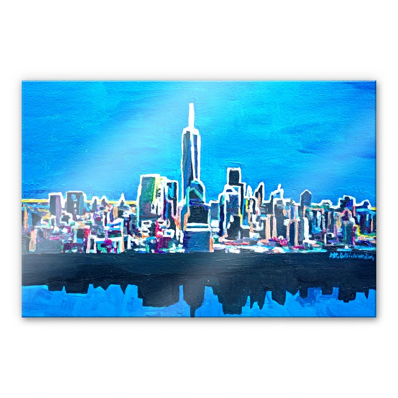 Acrylglasbild Bleichner - New York City im Neonschimmer 