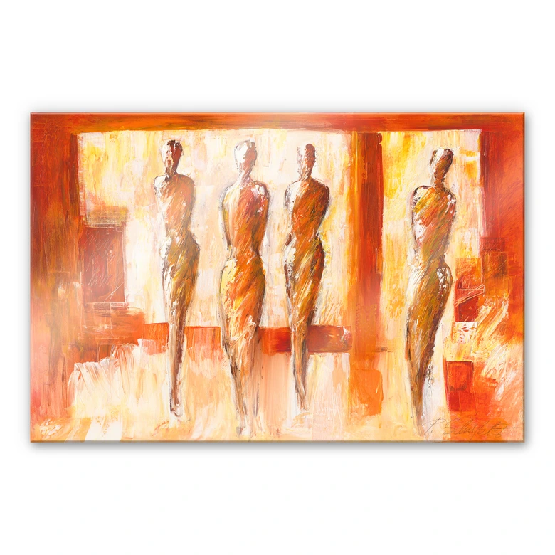 Acrylglasbild Schüßler - Vier Figuren in Orange 