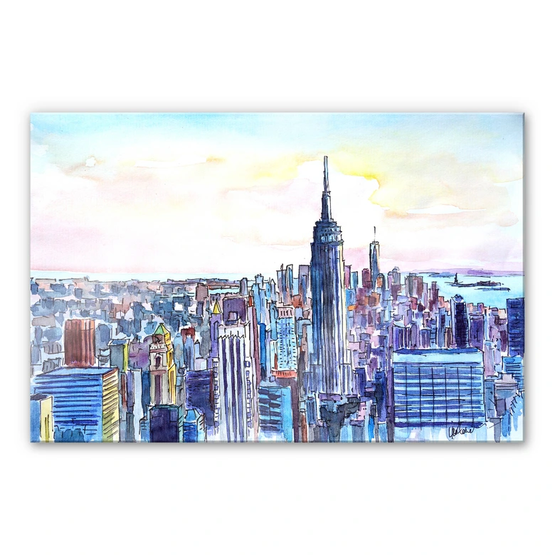 Acrylglasbild Bleichner - Manhattan Skyline - Aqua 