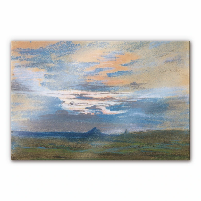 Tableau en verre acrylique Delacroix - Étude de ciel au coucher du soleil 