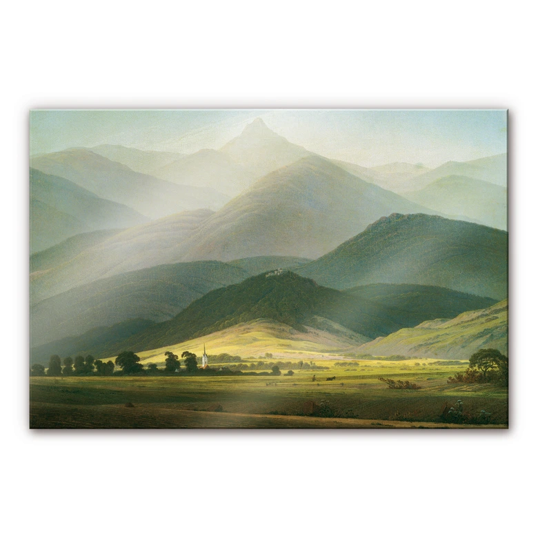 Tableau en verre acrylique Friedrich - Paysage de montagne 