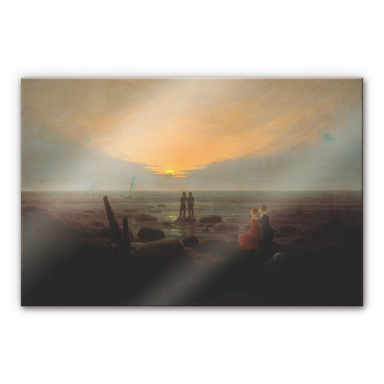 Acrylglasbild Friedrich - Mondaufgang über dem Meer 
