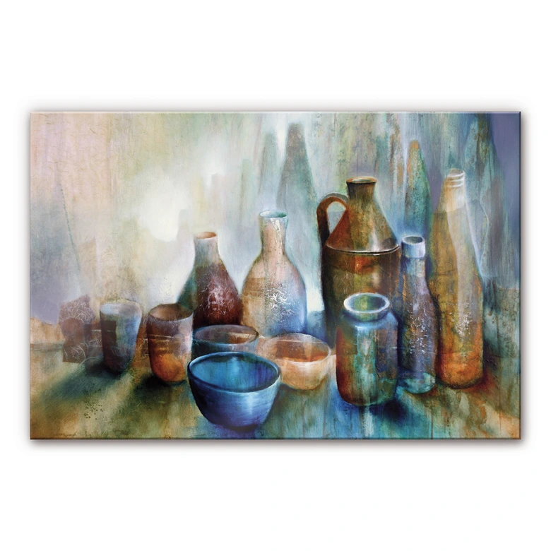 Acrylglasbild Schmucker - Stillleben mit blauer Schale 