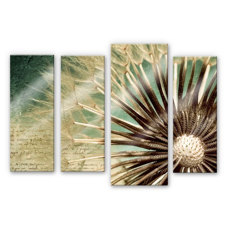 Tableau en verre acrylique - Pissenlit (4 parties) 