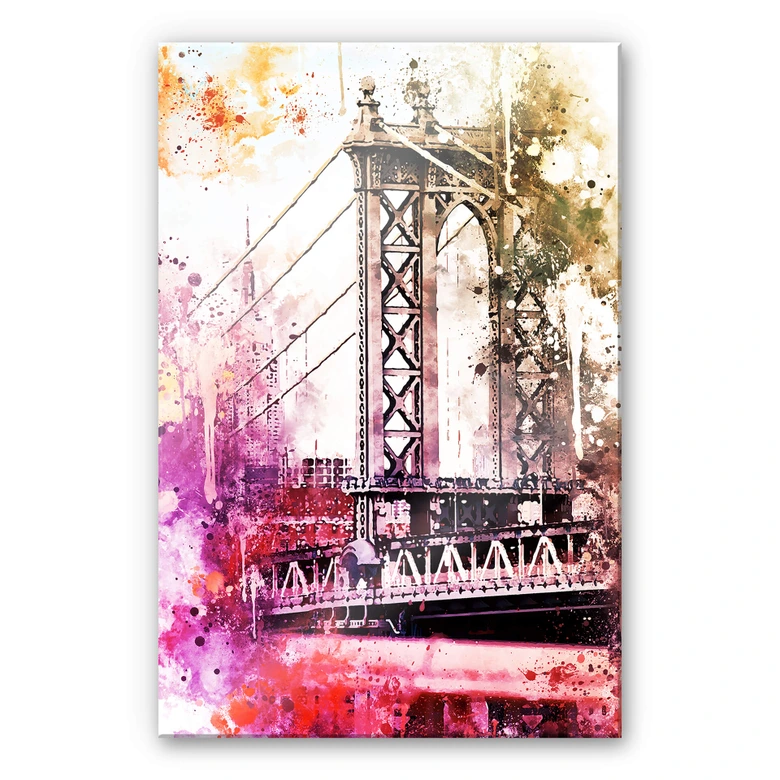 Acrylglasbild Hugonnard - Watercolour: New York Bridge 