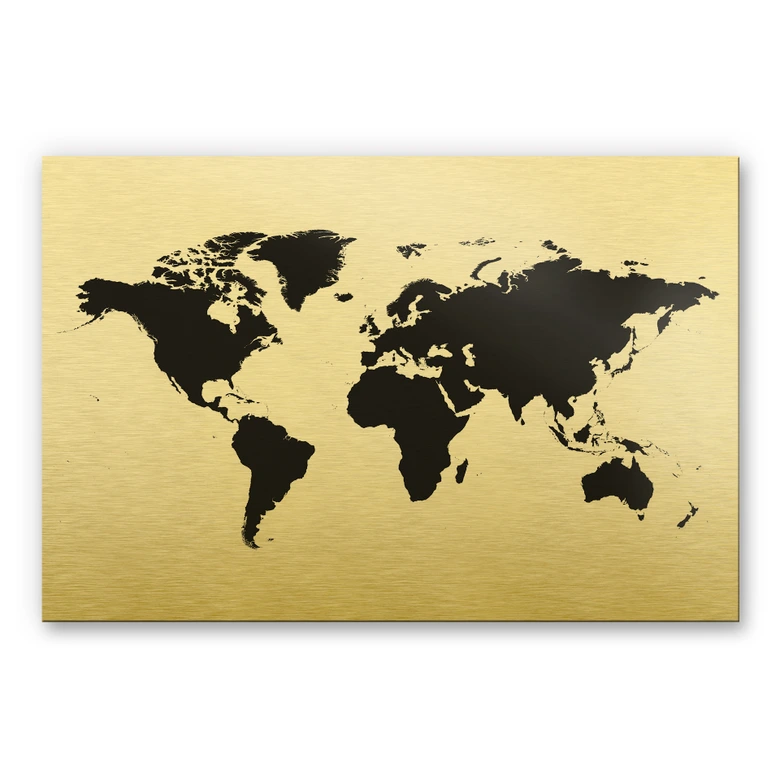 Alu-Dibond Print Gold - World Map 01 