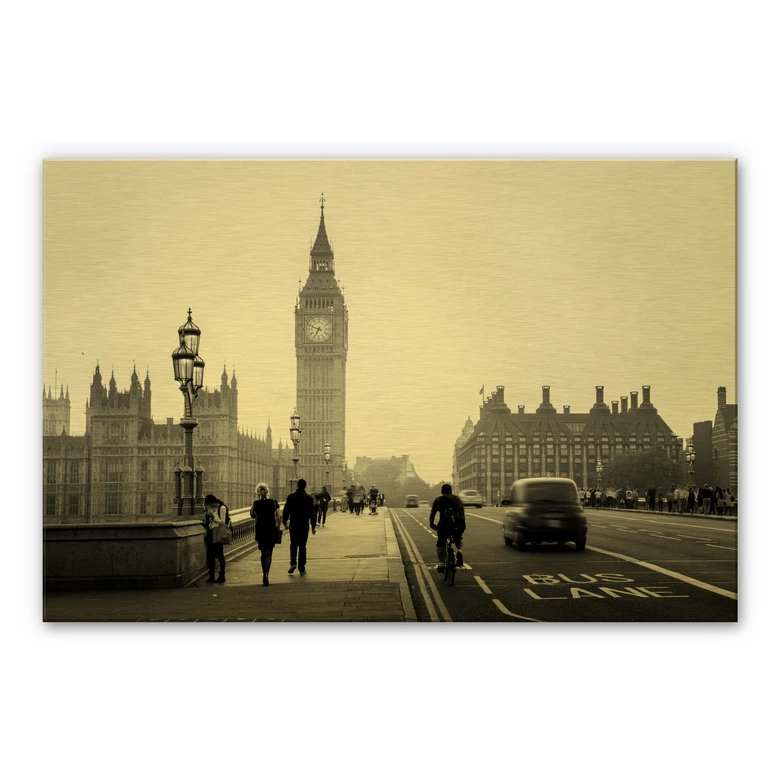 Alu-Dibond mit Goldeffekt Big Ben in London 