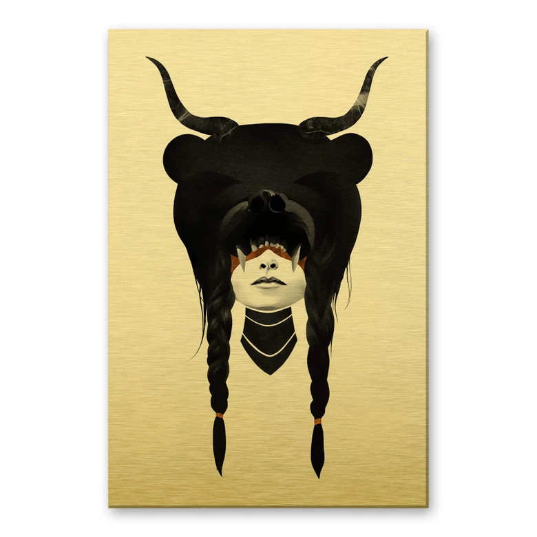 Alu-Dibond mit Goldeffekt Ireland - Bear Warrior - Bärenkriegerin 