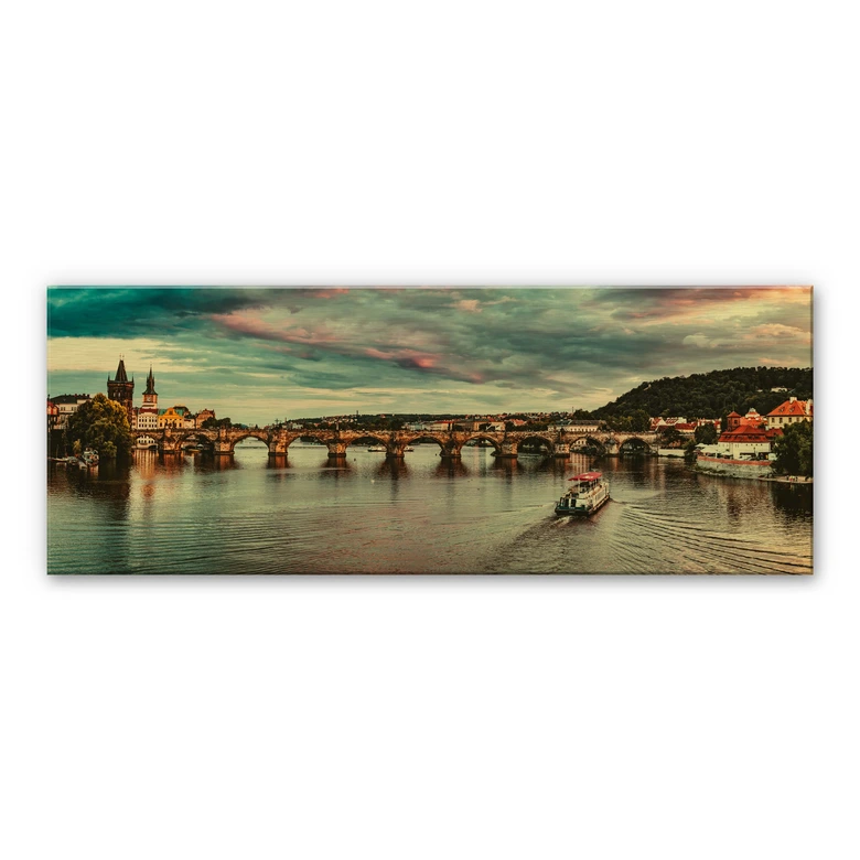 Alu-Dibond goud effect - Zonsondergang in Praag 