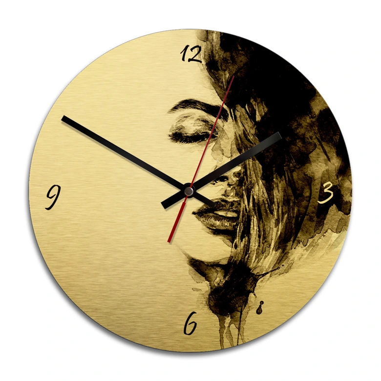 Wandklok Alu-Dibond met Goudeffect Sleeping Beauty 