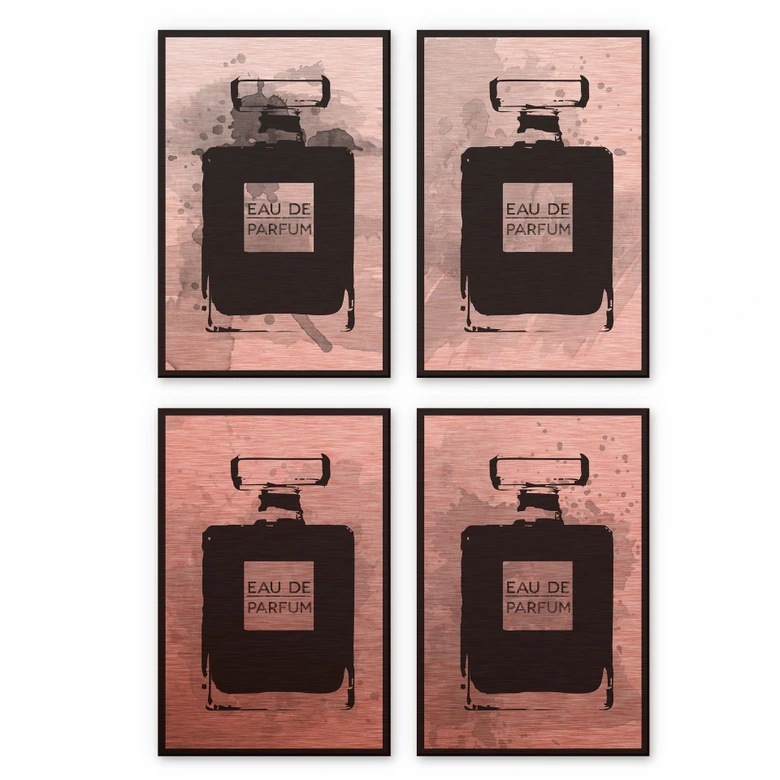 Alu-Dibond mit Kupfereffekt Eau de Parfum (4er Set) 