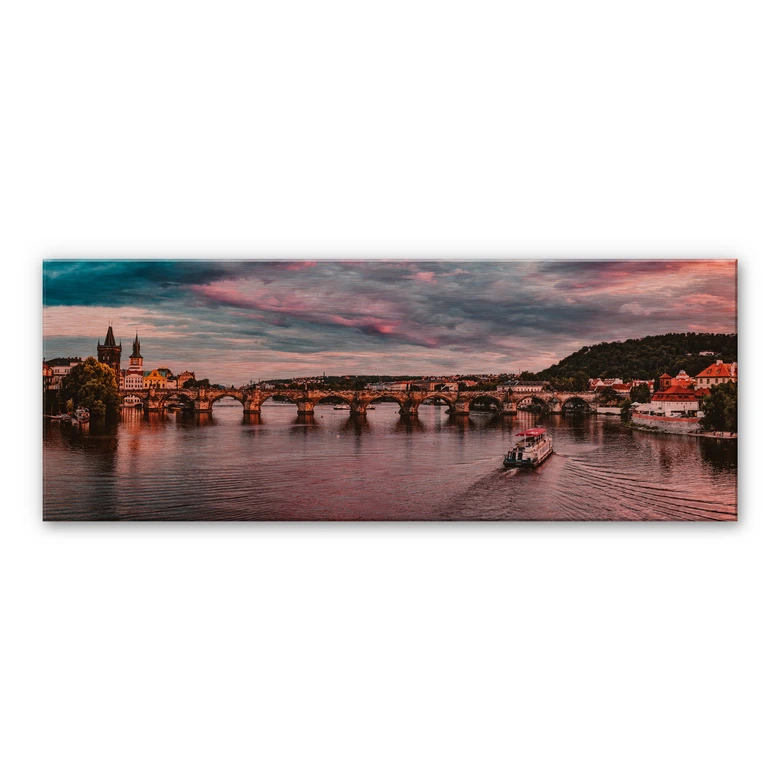 Alu-Dibond mit Kupfereffekt Sonnenuntergang in Prag 