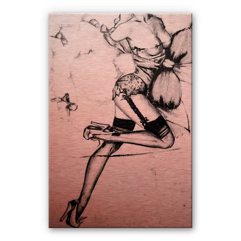 Alu-Dibond Kopereffect – Verleidelijke Pin-up 