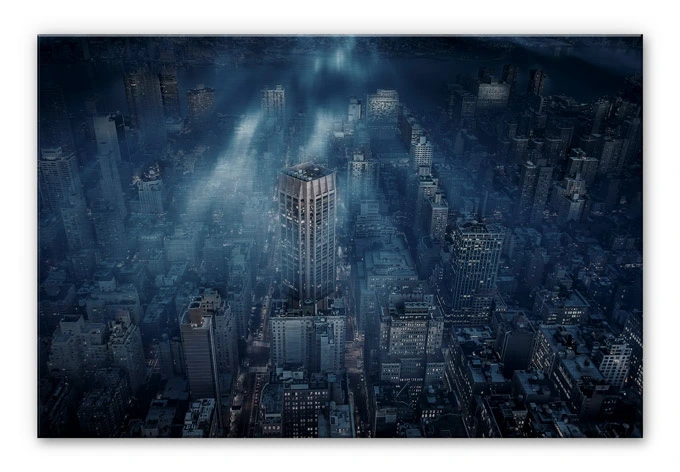 Alu-Dibond Silber Løndal - Nebel in NYC 