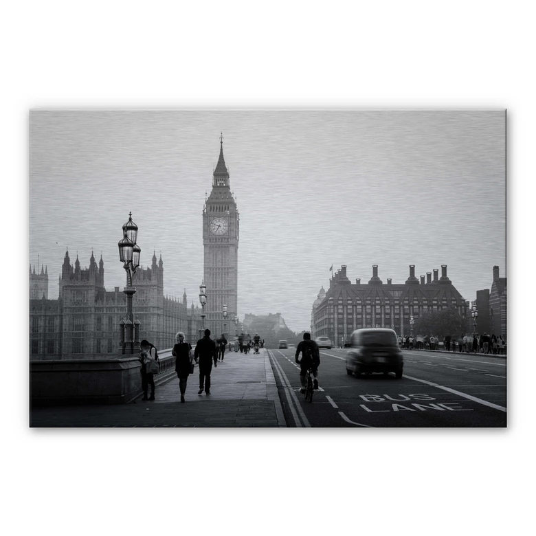 Alu-Dibond mit Silbereffekt Big Ben in London 