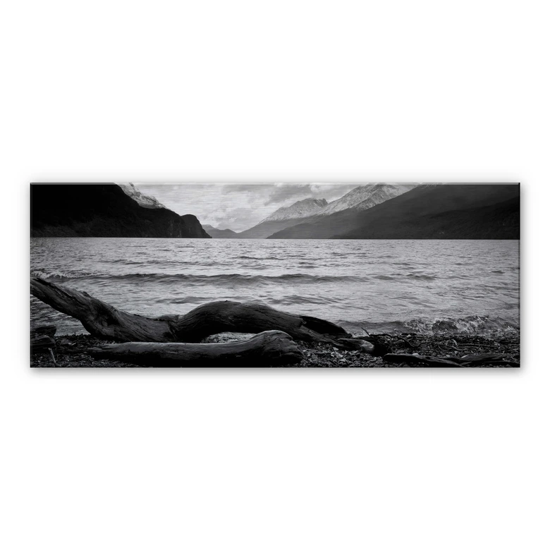 Alu-Dibond Bild Log and Lake - Panorama 