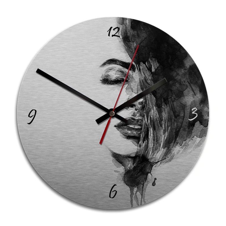 Wandklok Alu-Dibond met Zilvereffect Sleeping Beauty 