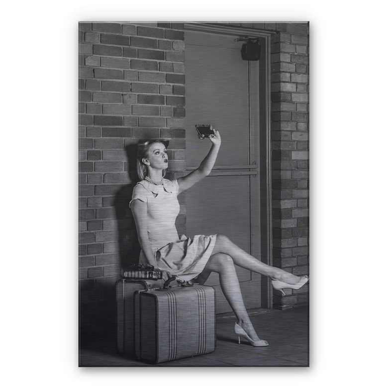 Alu-Dibond mit Silbereffekt Woodforth - Oldfashioned selfie 