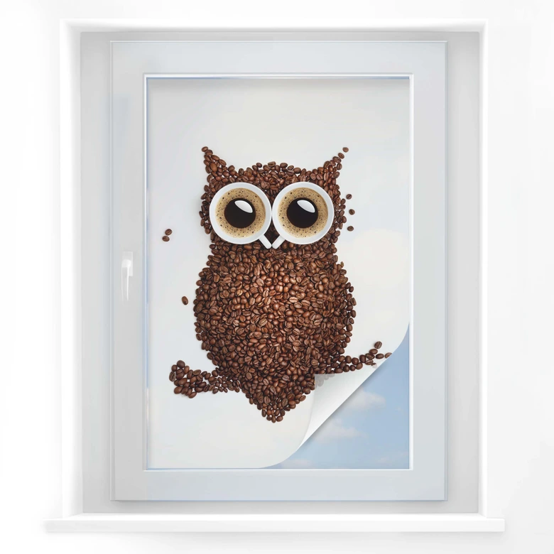 Window foil Coffee Owl 