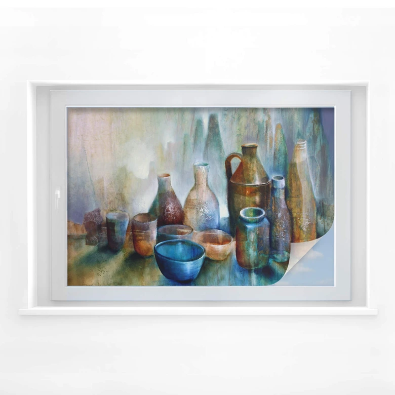 Sichtschutzfolie Schmucker - Stillleben mit blauer Schale 