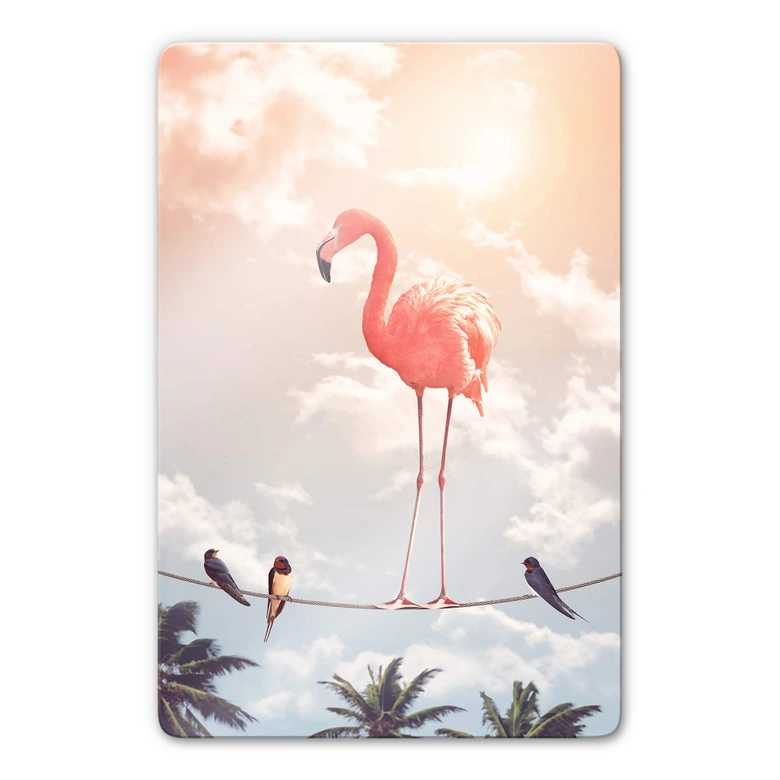 Tableau en verre Loose - Flamingo and Friends 