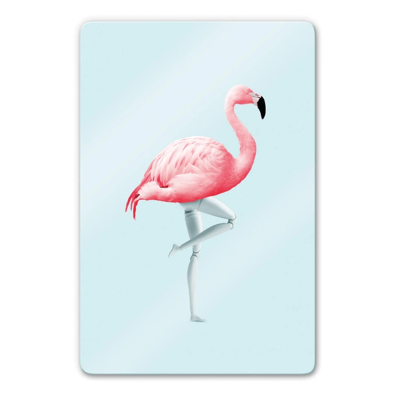 Glasbild Loose - Flamingo Mannequin 