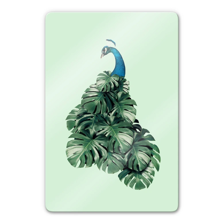 Glasbild Loose - Monstera Bird 