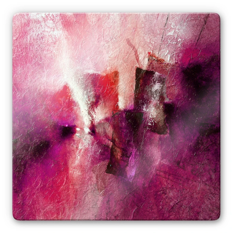 Glasbild - Schmucker - Abstrakte Komposition in Magenta 