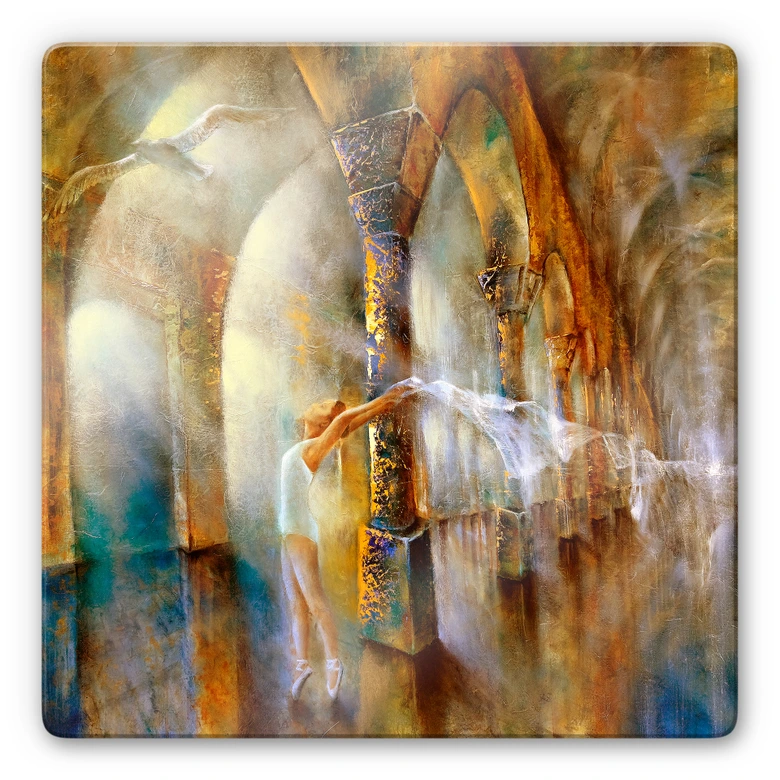 Glasbild - Schmucker - Die Tänzerin mit Möwe 