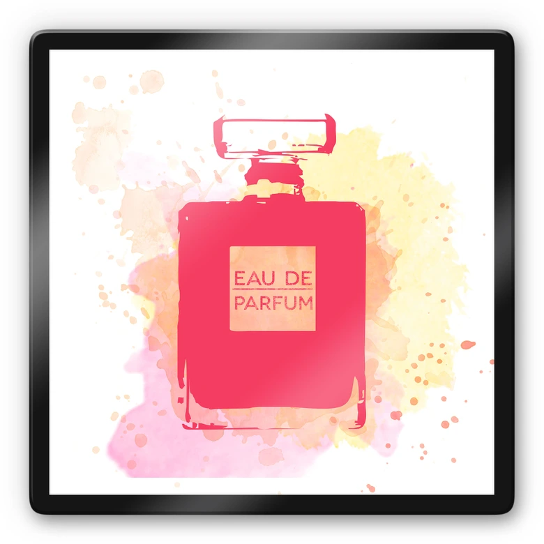 Glasschilderijen Eau de Parfum Aquarel Pink - vierkant 