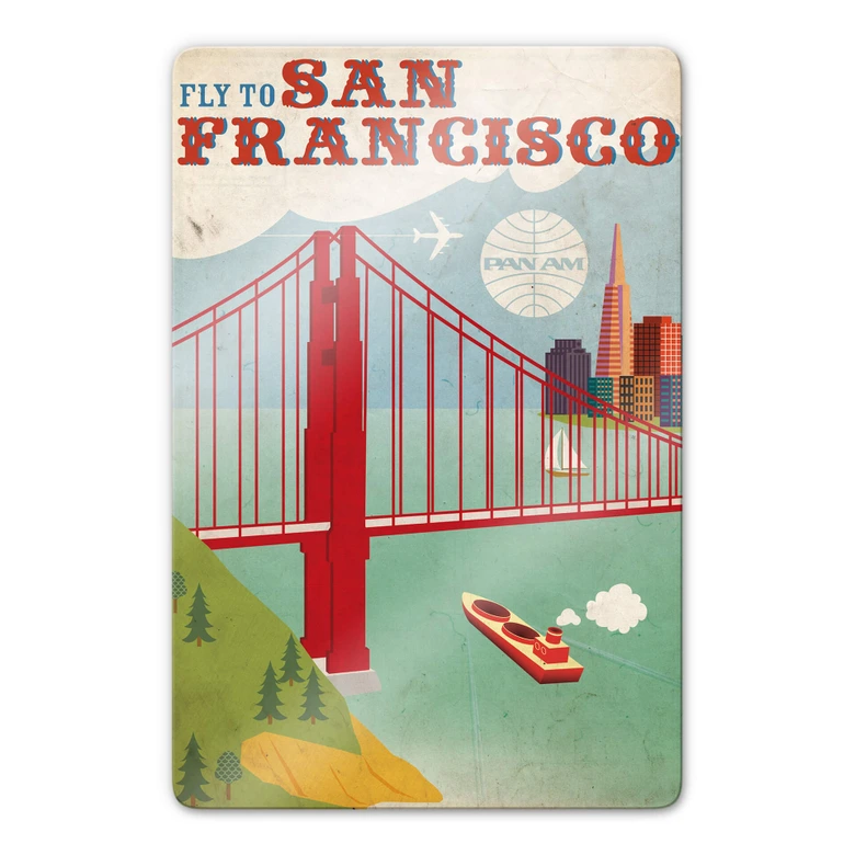 Glass print – Pan Am – Fly to San Francisco 