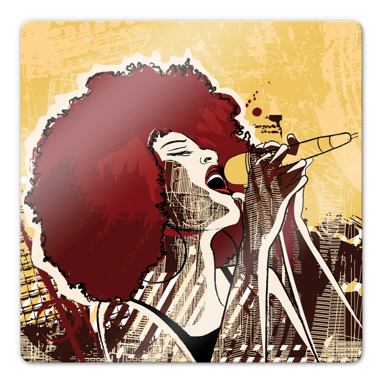 Glasbild Black Singer 