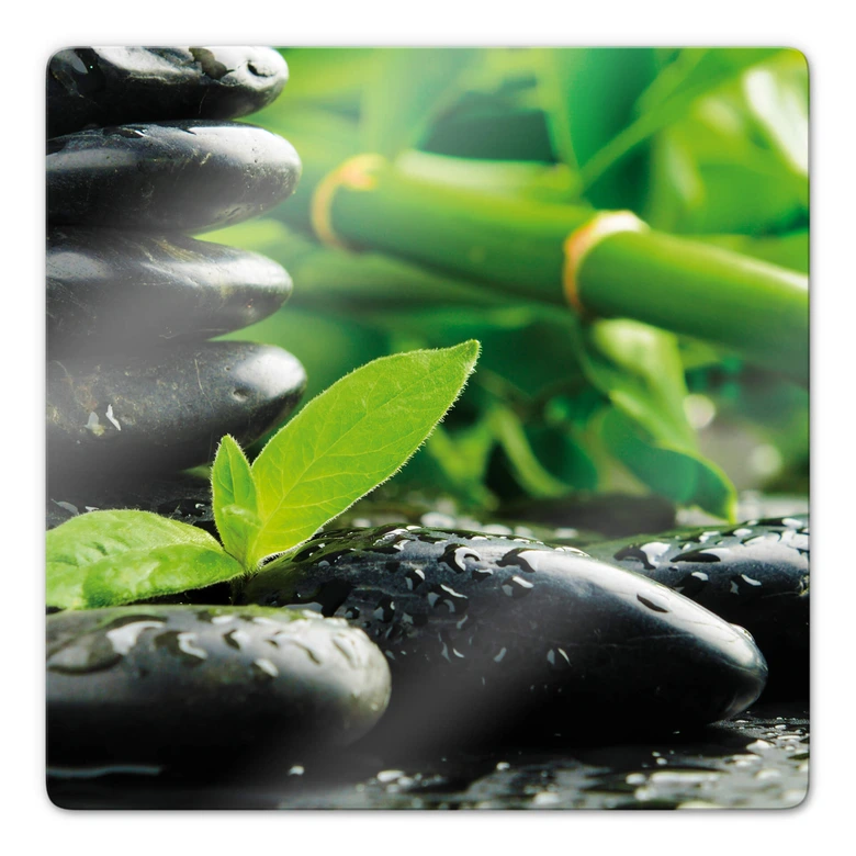 Tableau en verre - Galets Zen Noir 