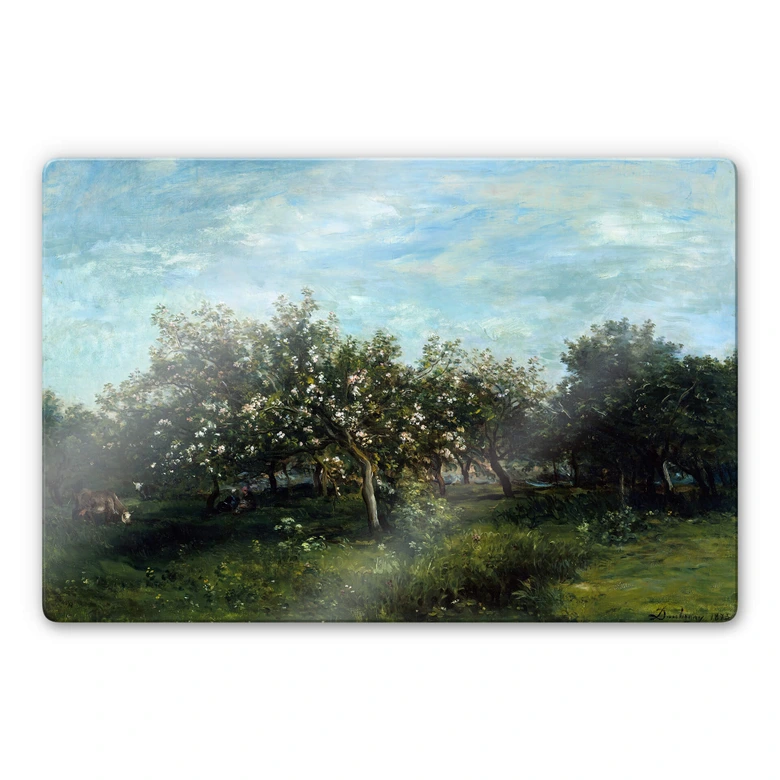 Glasschilderij Daubigny - Appelbomen 