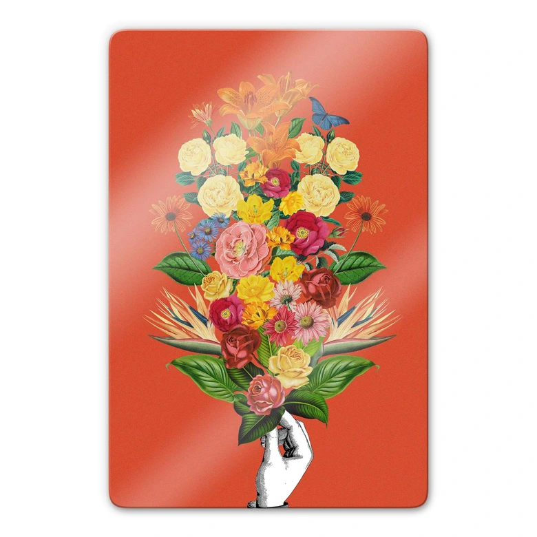 Tableau en verre Frida Floral Studio - Rouge botanique 