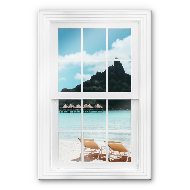 Glasbild 3D Fenster - Auf den Malediven 
