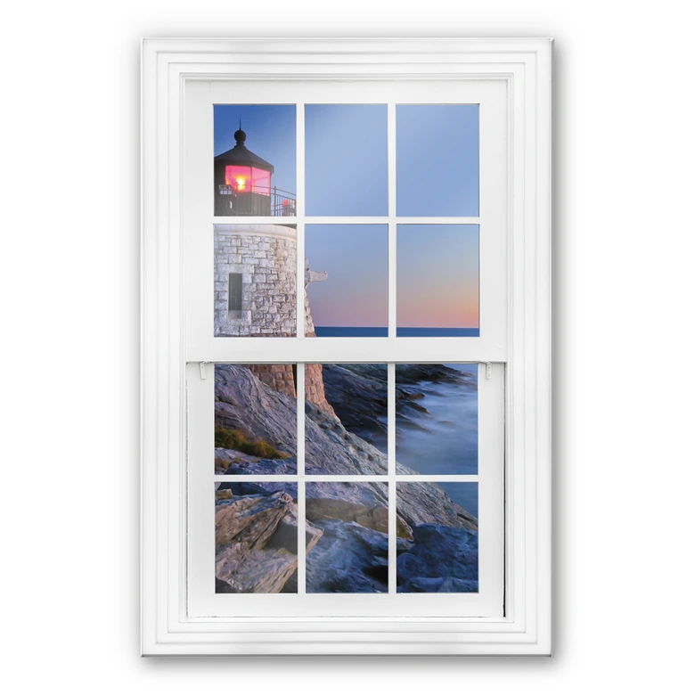Glasbild 3D Fenster - Meerblick 