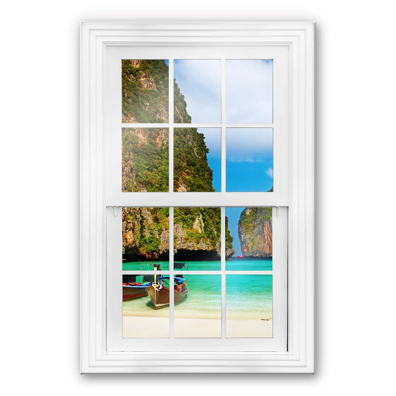Glasbild 3D Fenster - Südseebucht 