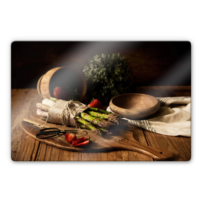 Glasbild Frischer Spargel 