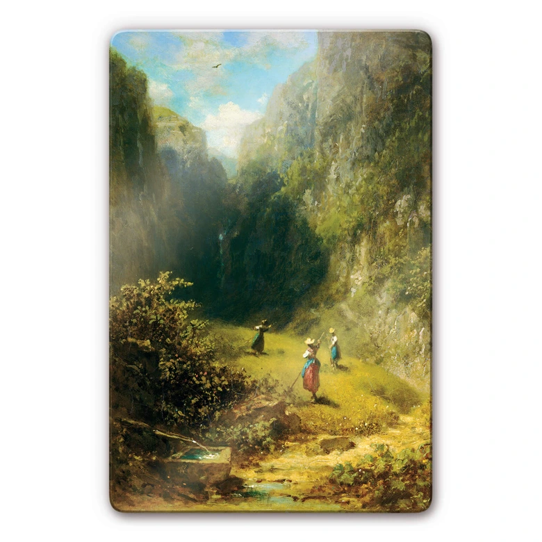 Tableau en verre - Spitzweg - La fenaison en haute montagne 