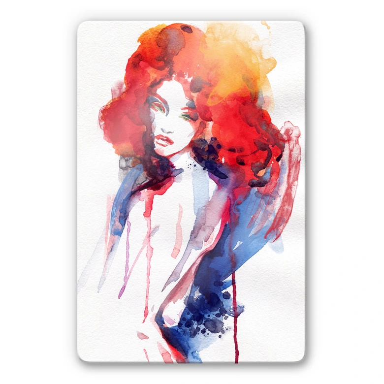 Glasbild Die Frau mit dem feuerroten Haar 