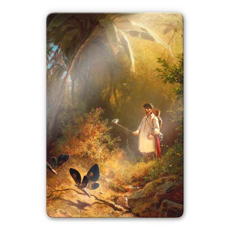 Tableau en verre - Spitzweg - L'attrapeur de papillons 