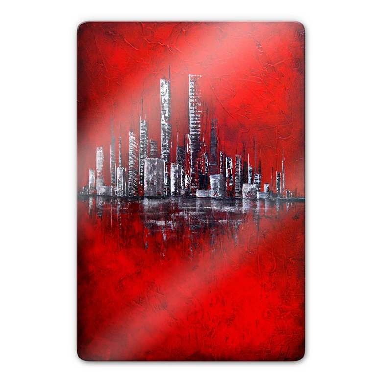 Glasschilderijen Kunst van Natalie Fedrau -  Rood 
